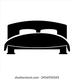 double bed vector icon, white background bed