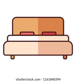 Double bed vector illustration in line color design