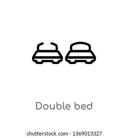 double bed vector line icon. Simple element illustration. double bed outline icon from accommodation concept. Can be used for web and mobile