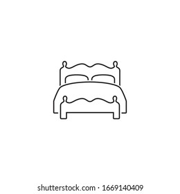Double bed vector line icon on white
