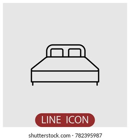 Double bed vector line icon.