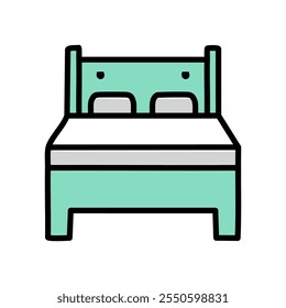 Double bed vector, Bed related filled design editable outline icon.