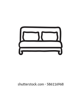 Doppelbett, Vektorgrafik Symbol einzeln auf Hintergrund. Handgezeichnetes Doppelbett-Symbol. Doppelbett-Skizze Symbol für Infografik, Website oder App.