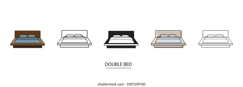 double bed vector type icon