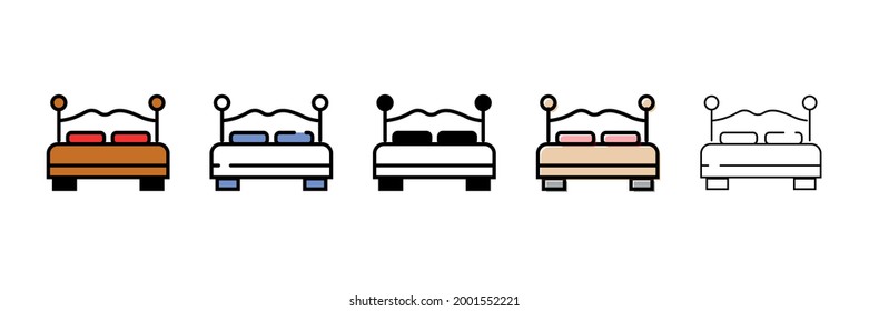 double bed vector type icon