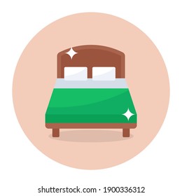 
A double bedding hotel room in flat icon, bedroom
