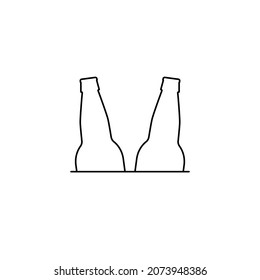 Double beer icon. Two beer bottles together. Editable isolated linear vector illustration, logo and clipart on white background.