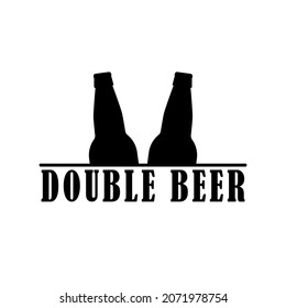 Double beer. Two beer bottles together. Editable isolated vector illustration, icon, logo and clipart on white background.