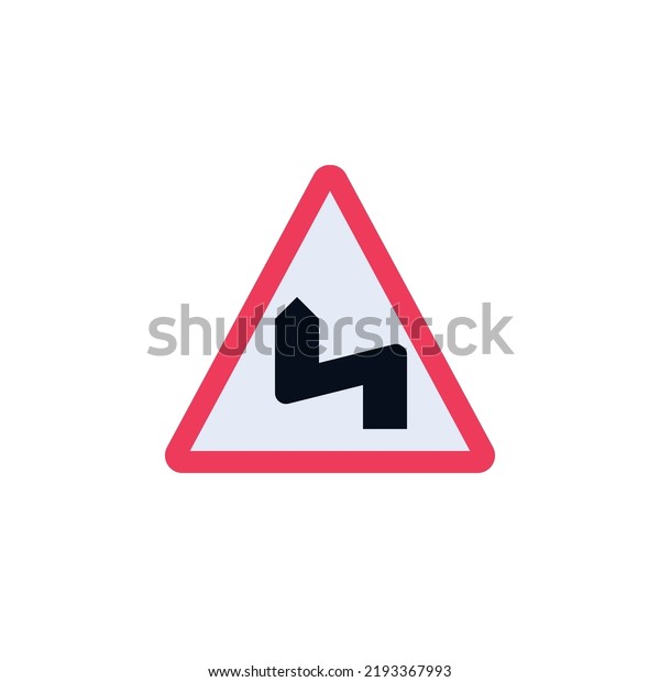 Double bend\
road sign flat icon, colorful pictogram isolated on white. Symbol,\
logo illustration. Flat style\
design
