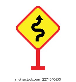 Double bend road sign icon design, isolated on white background. vector illustration