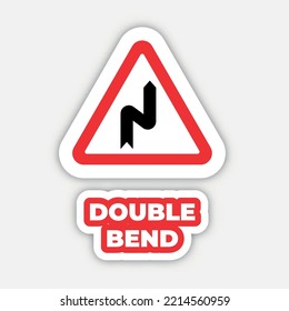 double bend Traffic sign editable modern vector icon and text effect design