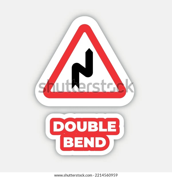 double bend Traffic sign editable modern vector\
icon and text effect\
design