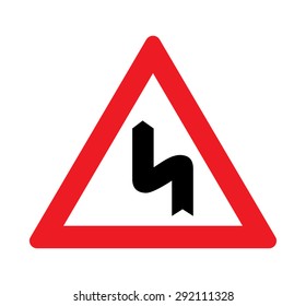 Double bend warning of traffic signs.