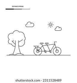 Double Bike And Nature Icon Vector Design.