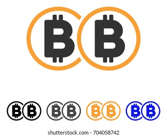 Double Bitcoin icon. Vector illustration style is flat iconic symbol with black, gray, orange, blue color variants. Designed for web and software interfaces.