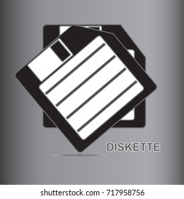 Double black diskette of concept with simple vector design