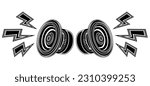 Double black subwoofer icon symbol. Car speaker design. Audio Sound logo vector illustration