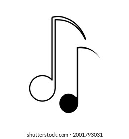 icono de notas musicales dobles en blanco y negro