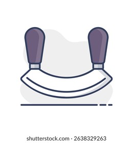 Double bladed herb-cutter or Mezzaluna vector icon. Kitchen appliances. Graph symbol for cooking web site design, logo, app, UI