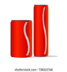 double blank red aluminum cans isolated background. ideal for beer lager alcohol soft drink soda lemonade cola energy drink  juice water