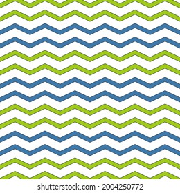 Double blue and green toothed waves. Vector seamless wallpaper.