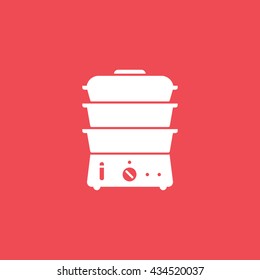 Double Boiler Flat Icon On Red Background