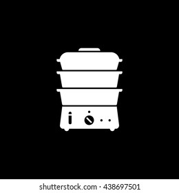 Double Boiler Flat Icon On Black Background