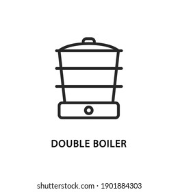 Double boiler flat line icon. Vector illustration kitchen appliances for healthy eating.