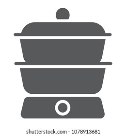Double boiler glyph icon, kitchen and cooking, household sign vector graphics, a solid pattern on a white background, eps 10.