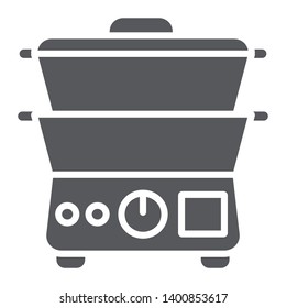 Double boiler glyph icon, kitchen and appliances, cooker sign, vector graphics, a solid pattern on a white background, eps 10.