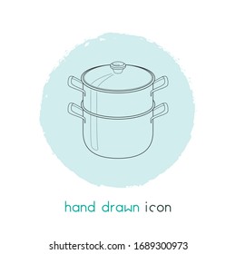 Elemento de línea de icono de la caldera doble. Ilustración vectorial de la línea de icono de doble caldera aislada en fondo limpio para el diseño del logotipo de la aplicación móvil web.