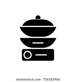 double boiler icon, vector illustration, black sign on isolated background