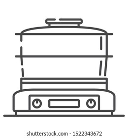 Double boiler line art vector icon outline.Kitchen appliances.Isolated on a white background.Icon for online stores and smartphone applications.