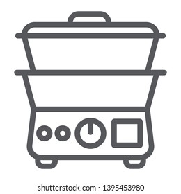 Double boiler line icon, kitchen and appliances, cooker sign, vector graphics, a linear pattern on a white background, eps 10.