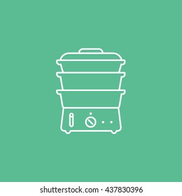 Double Boiler Line Icon On Green Background