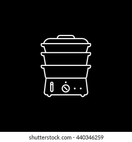 Double Boiler Line Icon On Black Background