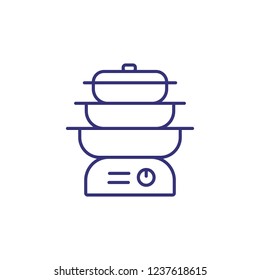 Double boiler line icon. Steamer, kitchen device, saucepan. Home appliances concept. Can be used for topics like cooking, diet, healthy eating