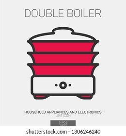 Double Boiler line icon two colors