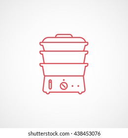 Double Boiler Red Line Icon On White Background