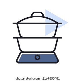 Double boiler vector icon. Kitchen appliance. Graph symbol for cooking web site design, logo, app, UI