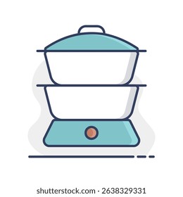 Double boiler vector icon. Kitchen appliance. Graph symbol for cooking web site design, logo, app, UI