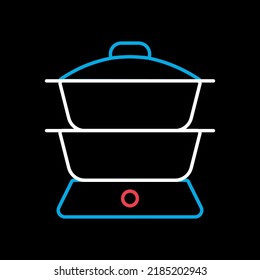 Double boiler vector isolated on the black icon. Kitchen appliance. Graph symbol for cooking web site design, logo, app, UI