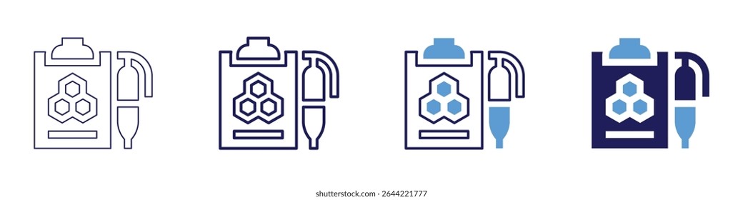 Double bond icon in 4 different styles. Thin Line, Line, Bold Line, Duotone. Duotone style. Editable stroke.