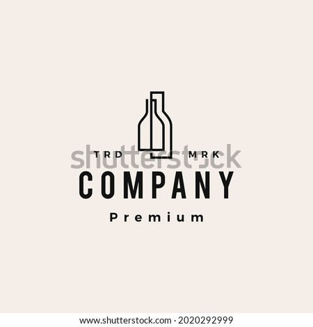double bottle hipster vintage logo vector icon illustration
