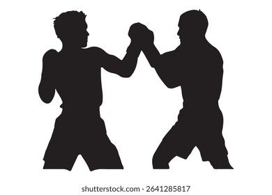 Double Boxing set box icon, Boxing illustration . Set of silhouettes of boxer fighting .  EPS 10