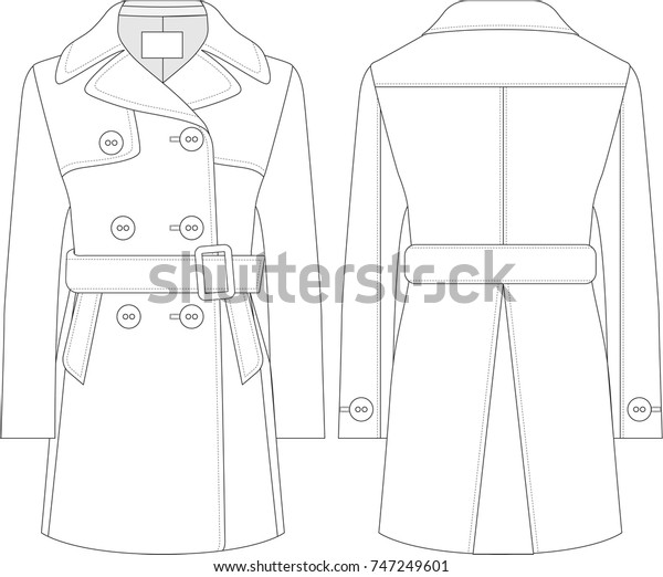 Double Breasted Coat Technical Drawing Stock Vector (Royalty Free ...