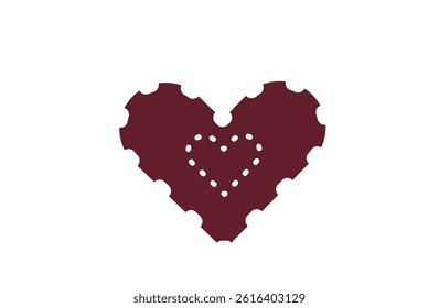Double Brown Heart with White Dotted Border