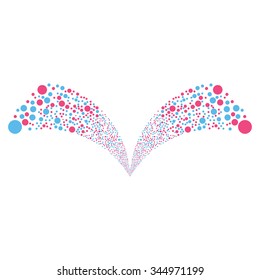 Double Bubble Fireworks vector illustration. Style is pink and blue bicolor flat circles, white background.
