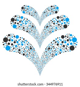 Double Bubble Fireworks vector illustration. Style is blue and gray bicolor flat circles, white background.