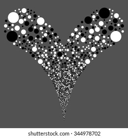Double Bubble Fireworks vector illustration. Style is black and white bicolor flat circles, gray background.